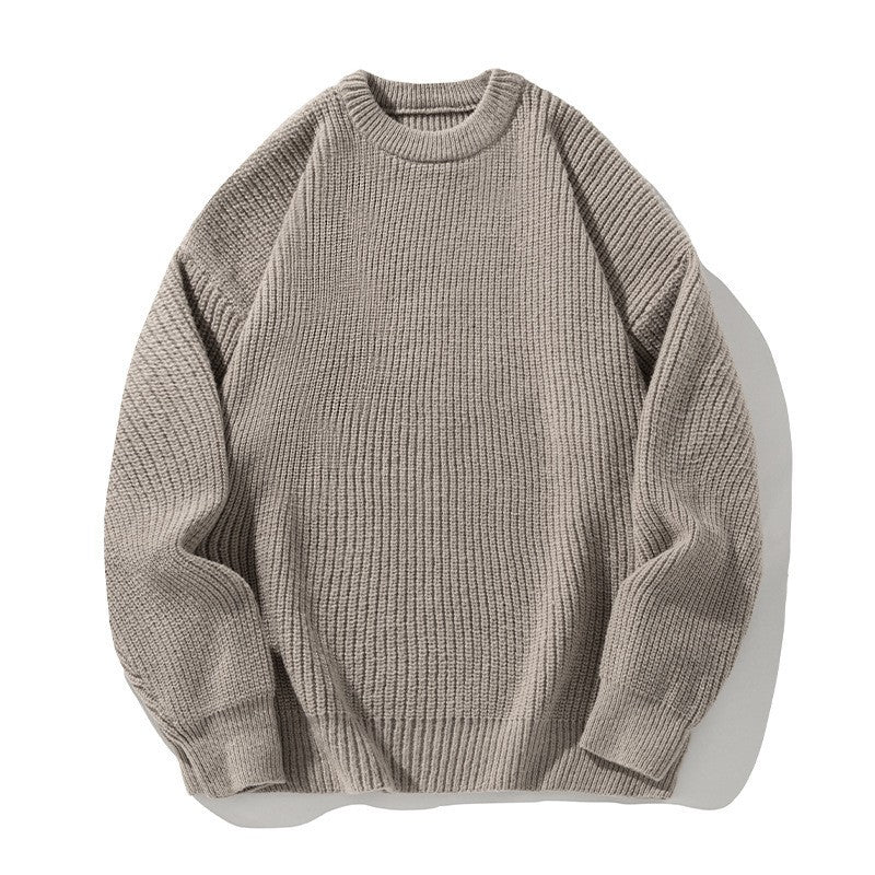 Sweter oversize męski w odcieniu taupe z prążkowanymi mankietami i ściągaczem — Lubomirske