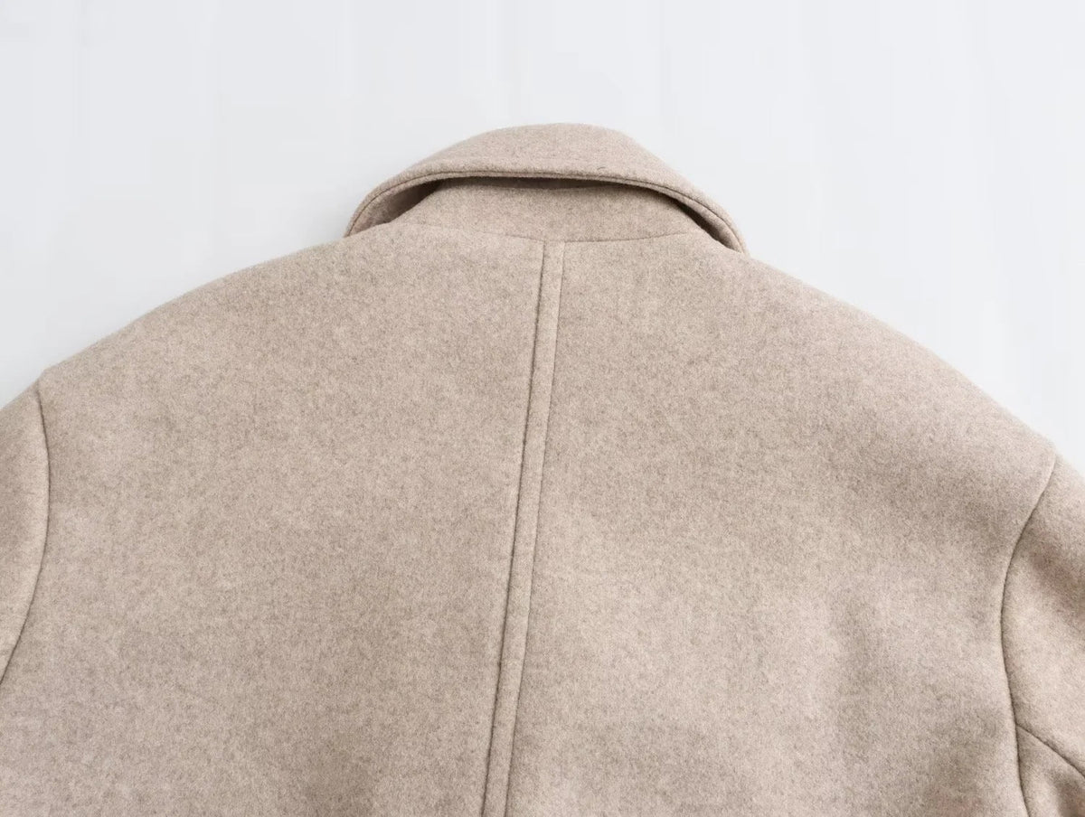 Eireen | Oversize'owy Dwurzędowy Płaszcz Wełniany