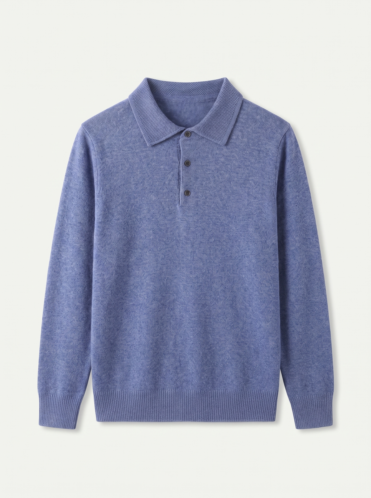 Wełniany sweter polo z dzianiny, zdjęcie produktowe flat lay — Laurent od Lubomirske