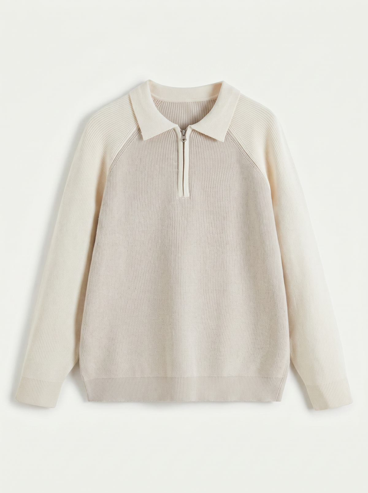 Dzianinowy sweter polo z krótkim zamkiem, zdjęcie produktowe flat lay — Séverin od Lubomirske