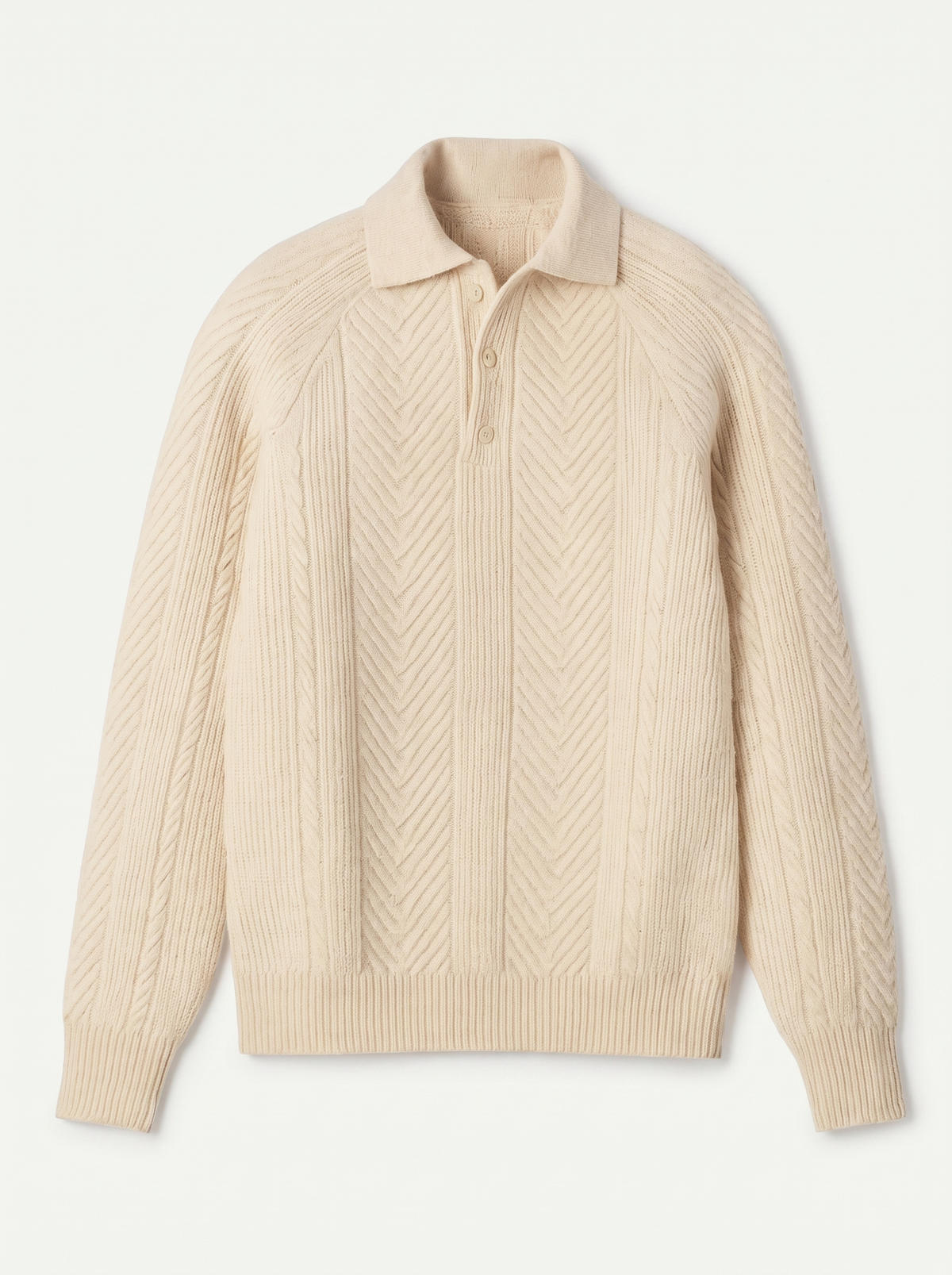 Dzianinowy sweter polo w jodełkę, zdjęcie produktowe flat lay — Étias od Lubomirske