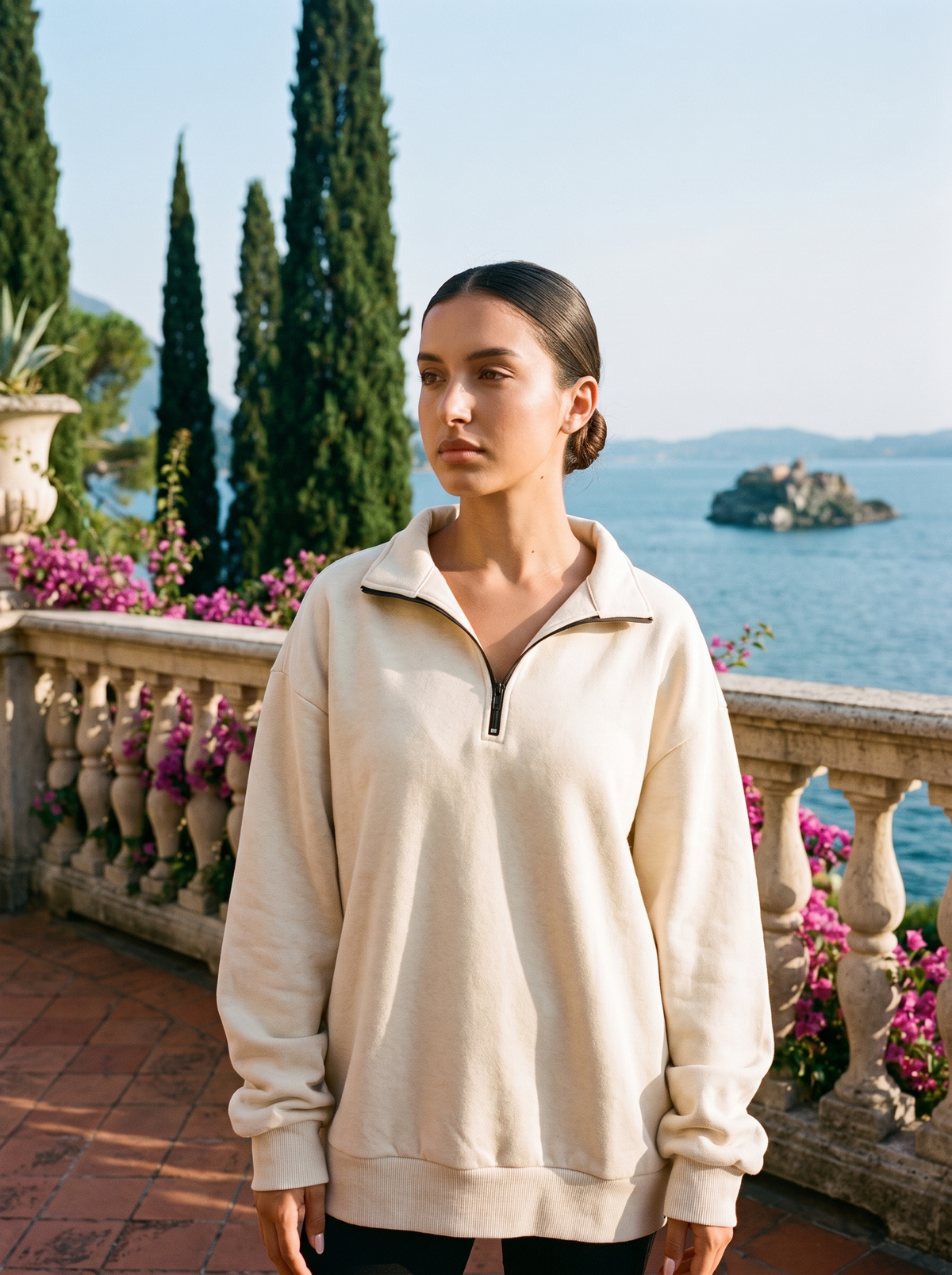 Tenley | Oversize'owa Bluza z Krótkim Zamkiem