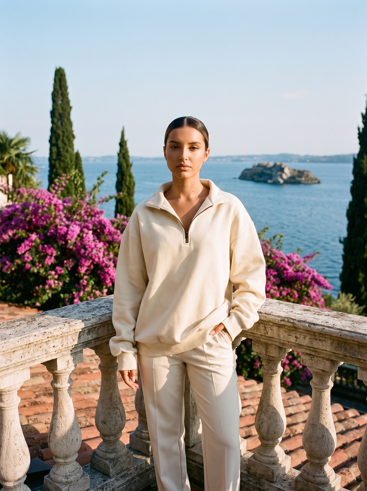 Tenley | Oversize'owa Bluza z Krótkim Zamkiem