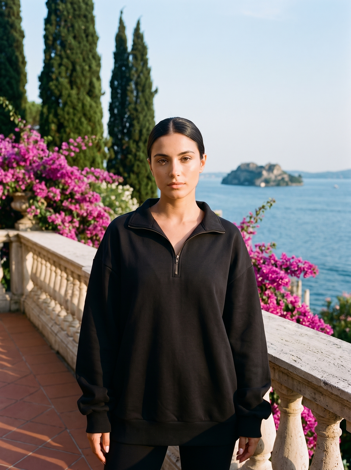 Tenley | Oversize'owa Bluza z Krótkim Zamkiem
