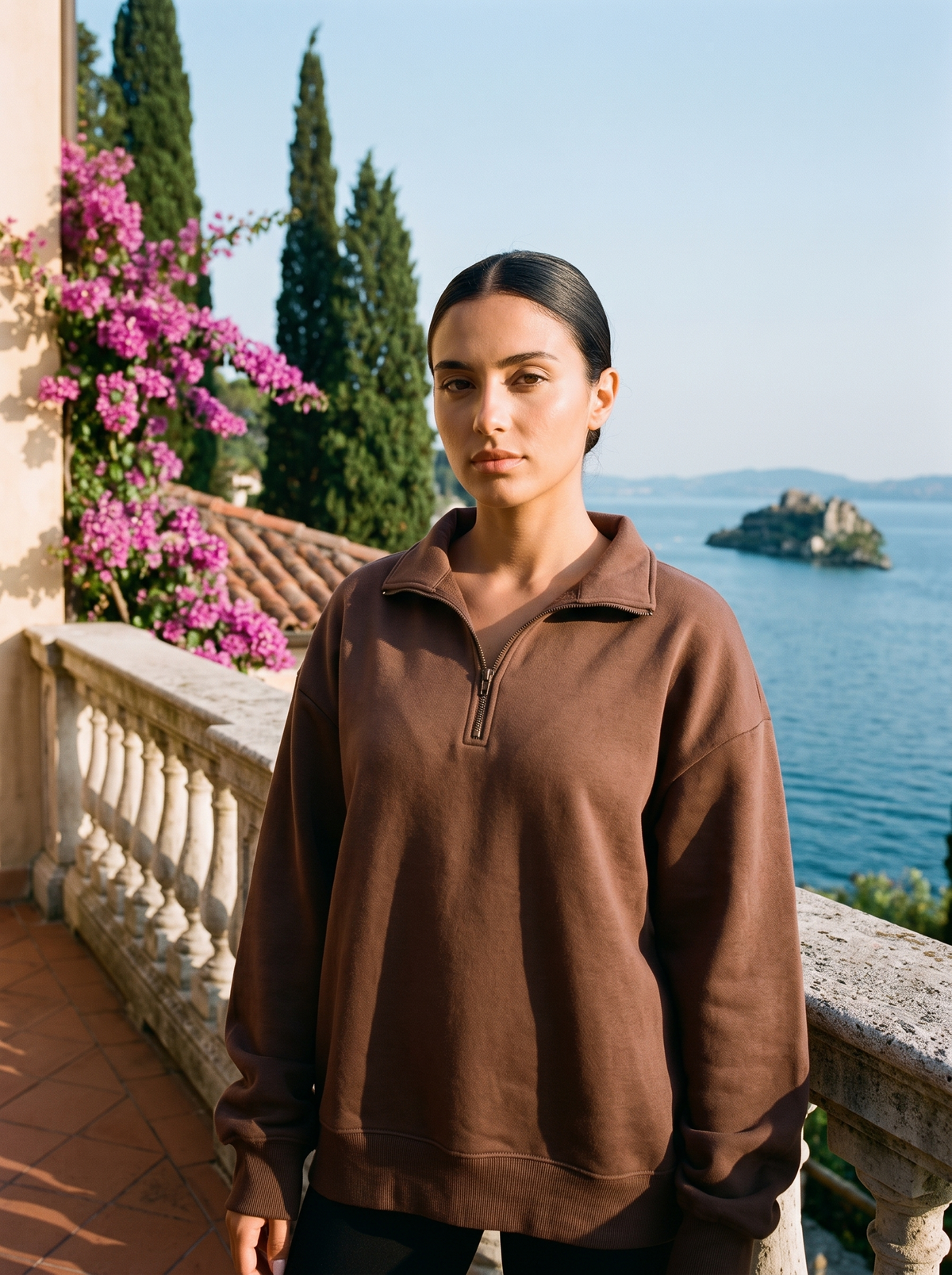 Tenley | Oversize'owa Bluza z Krótkim Zamkiem