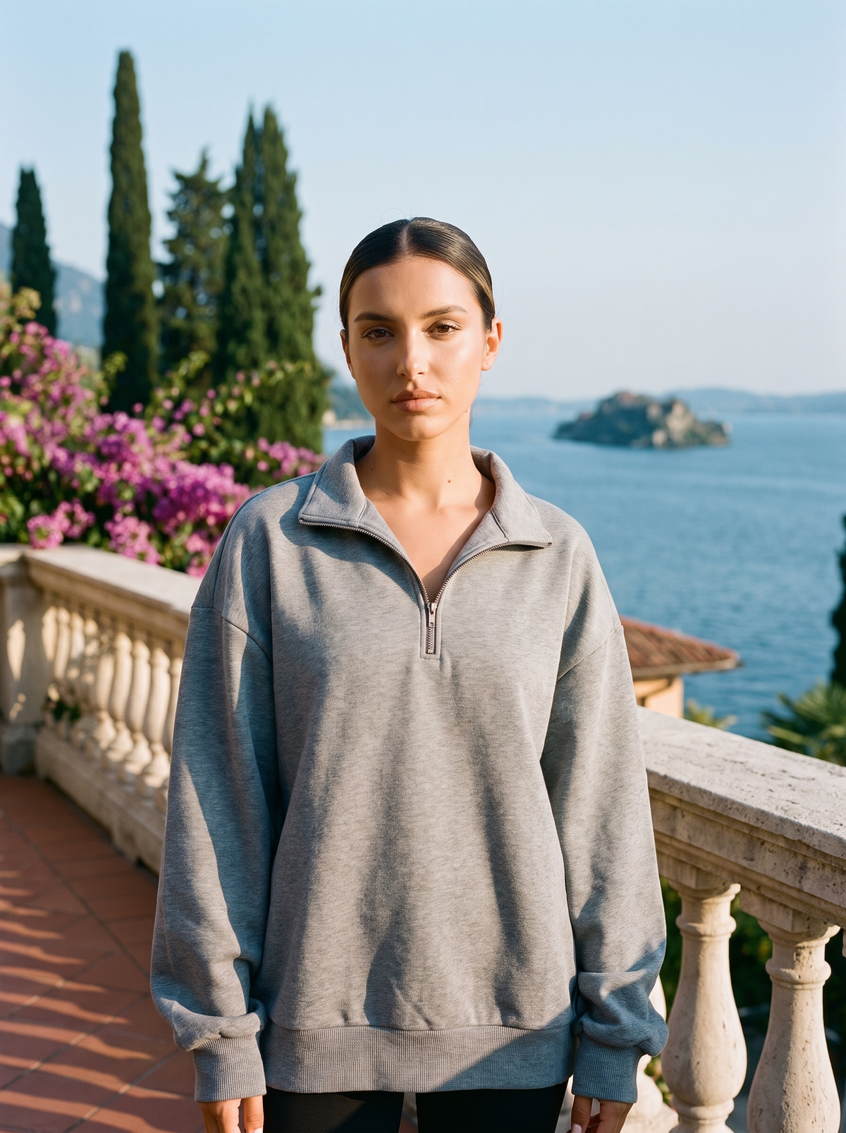 Tenley | Oversize'owa Bluza z Krótkim Zamkiem