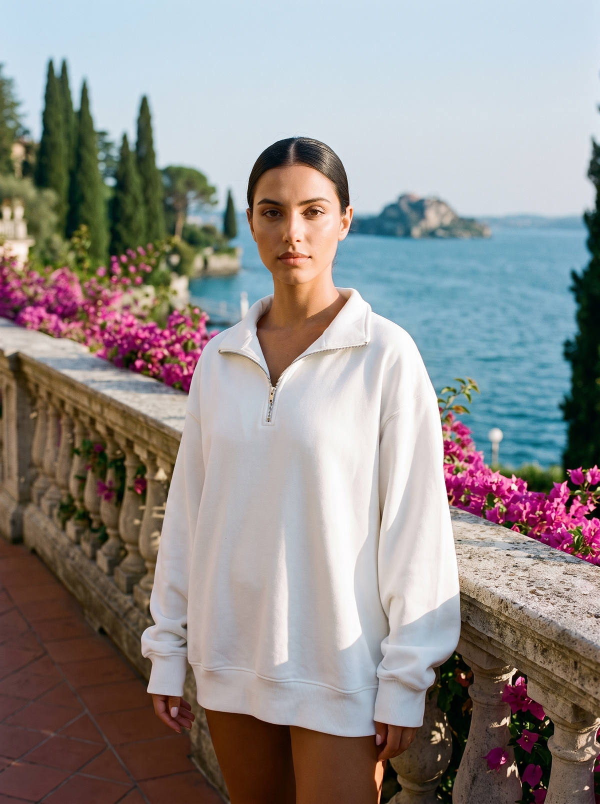 Tenley | Oversize'owa Bluza z Krótkim Zamkiem