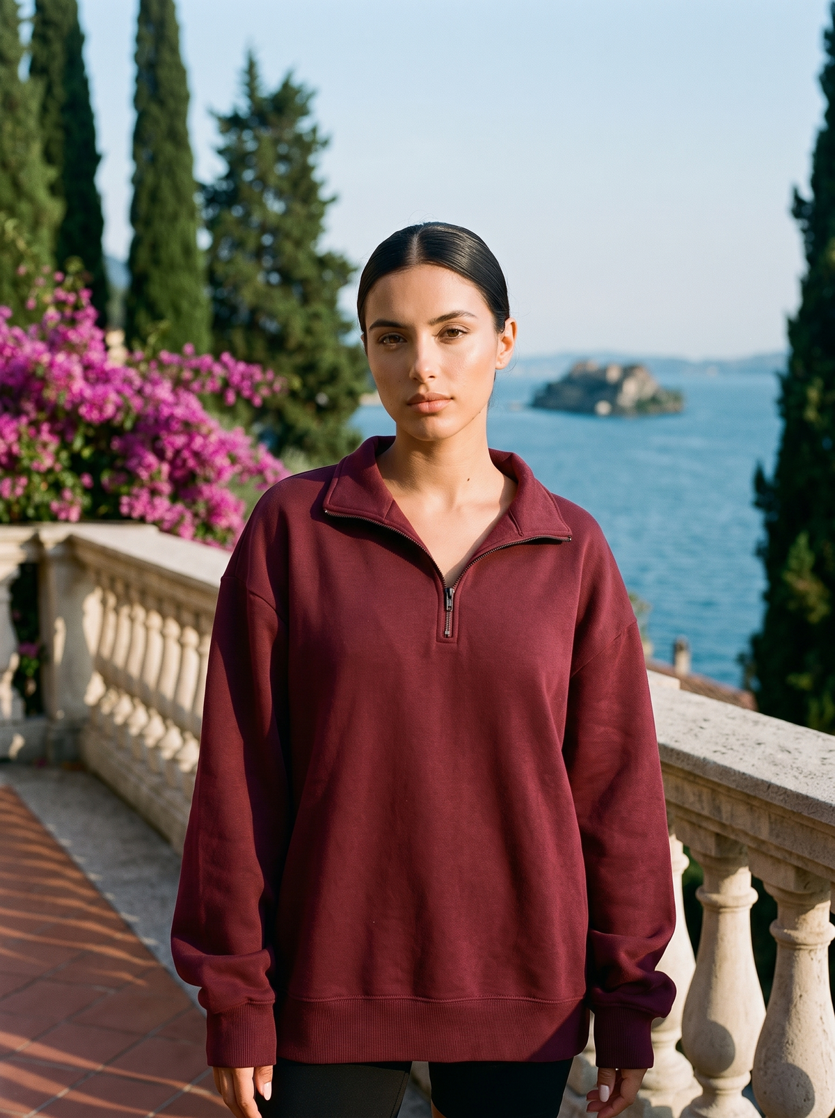 Tenley | Oversize'owa Bluza z Krótkim Zamkiem