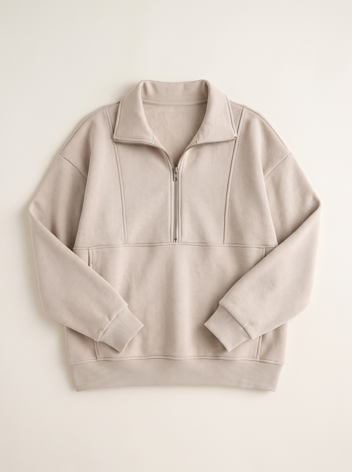Psalm | Oversize'owa Bluza z Krótkim Zamkiem i Kieszenią