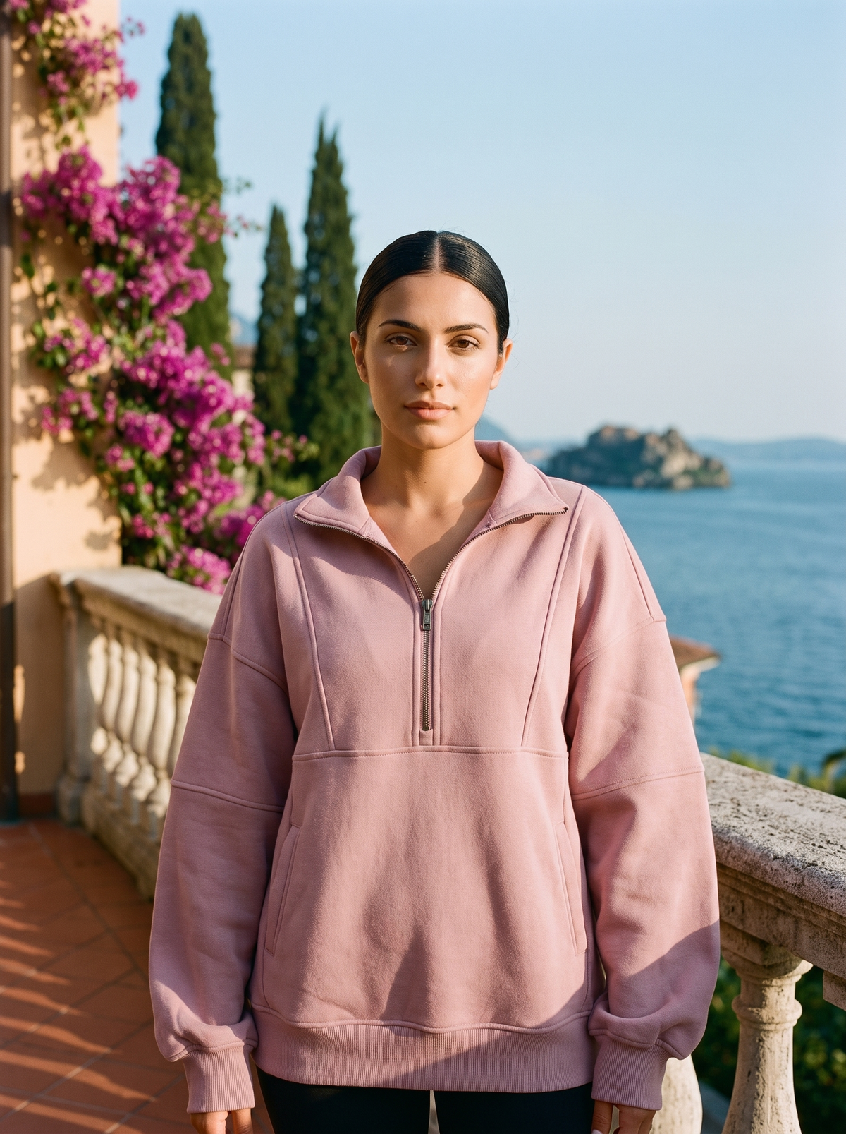 Psalm | Oversize'owa Bluza z Krótkim Zamkiem i Kieszenią