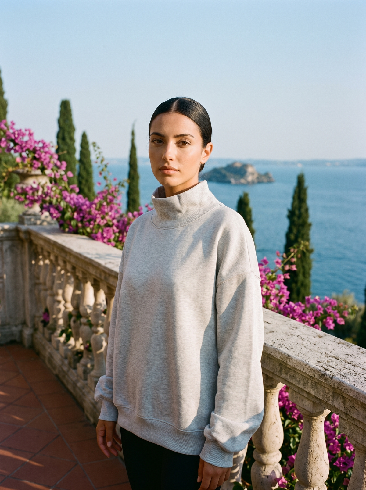 Lesly | Oversize'owa Bluza z Półgolfem