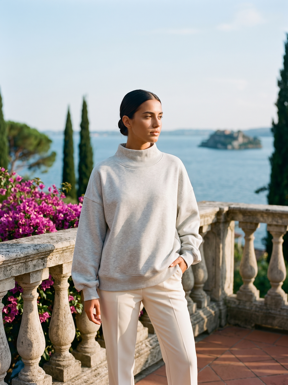 Lesly | Oversize'owa Bluza z Półgolfem