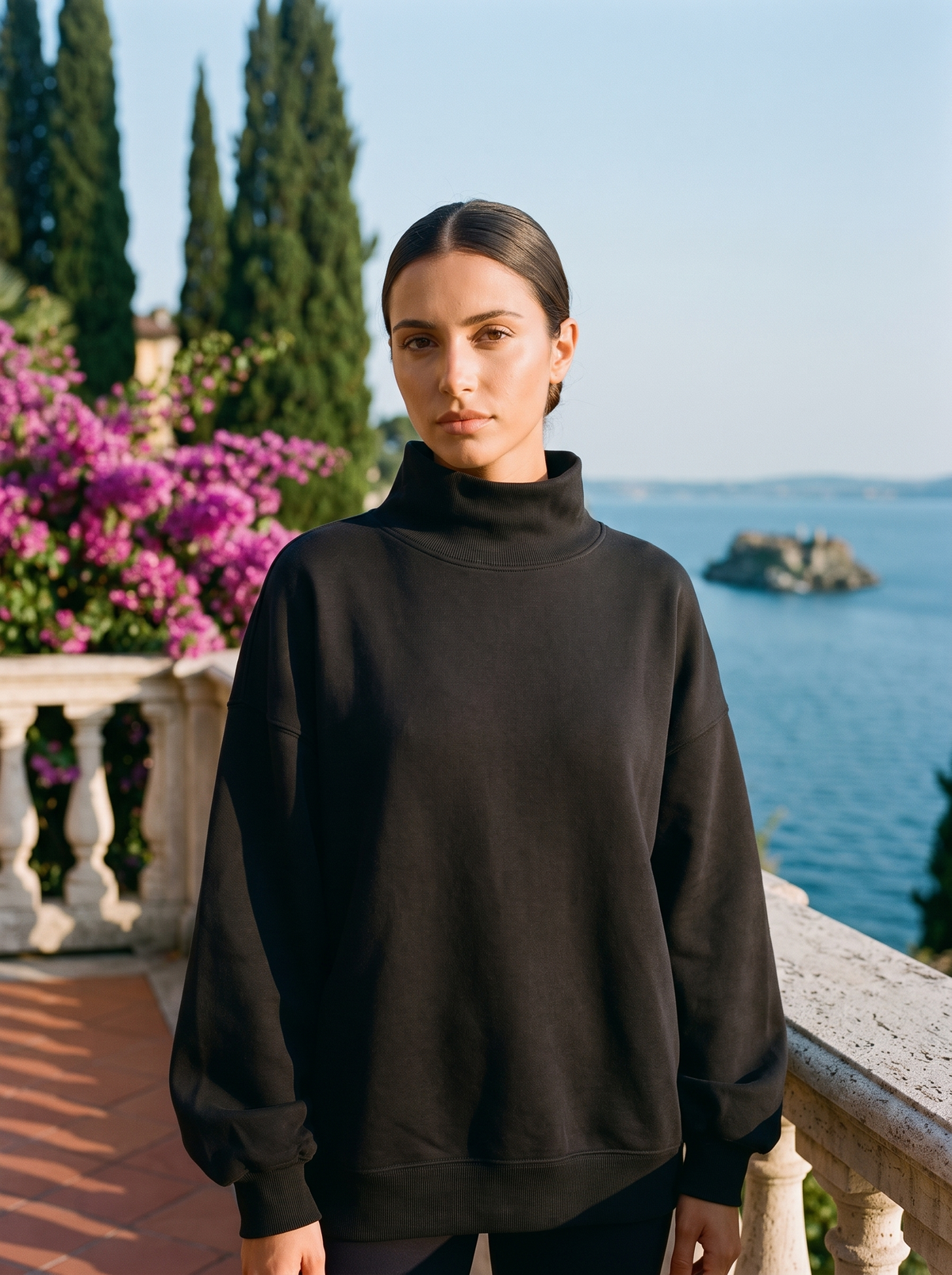 Lesly | Oversize'owa Bluza z Półgolfem