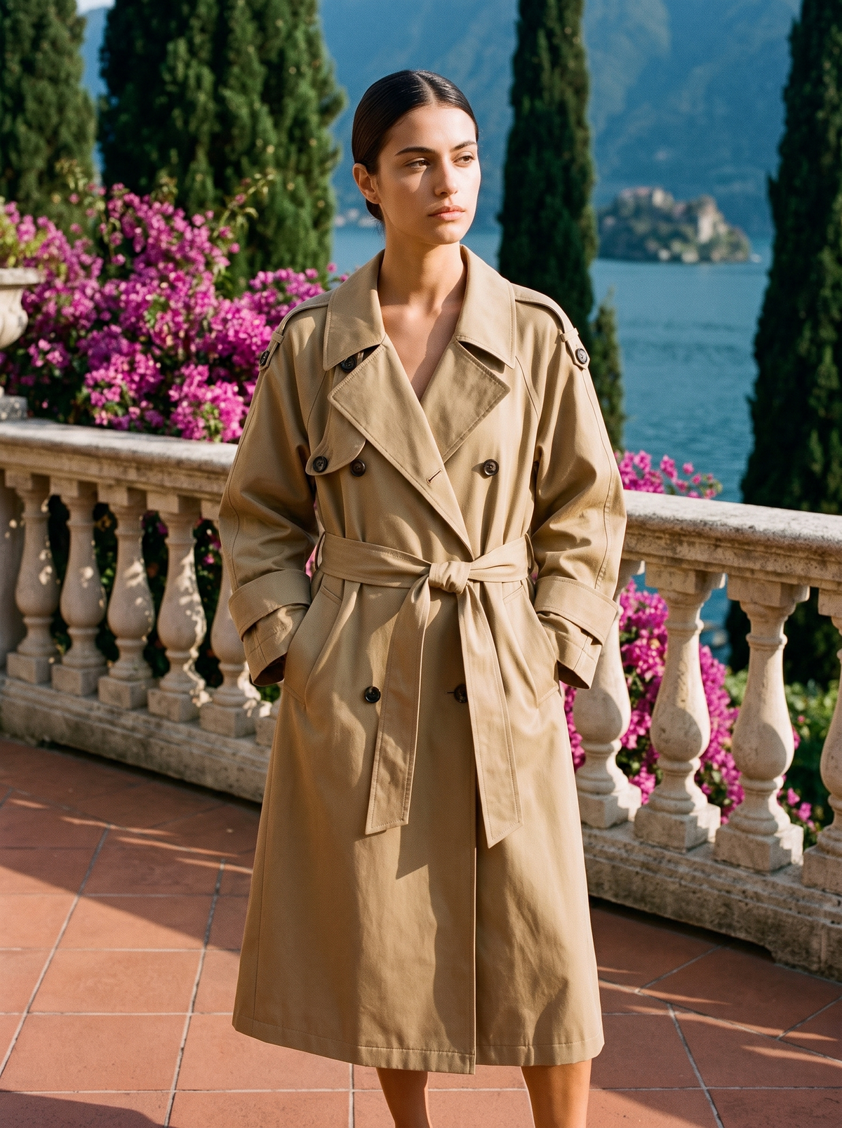 Gema | Oversize'owy Trencz z Paskiem