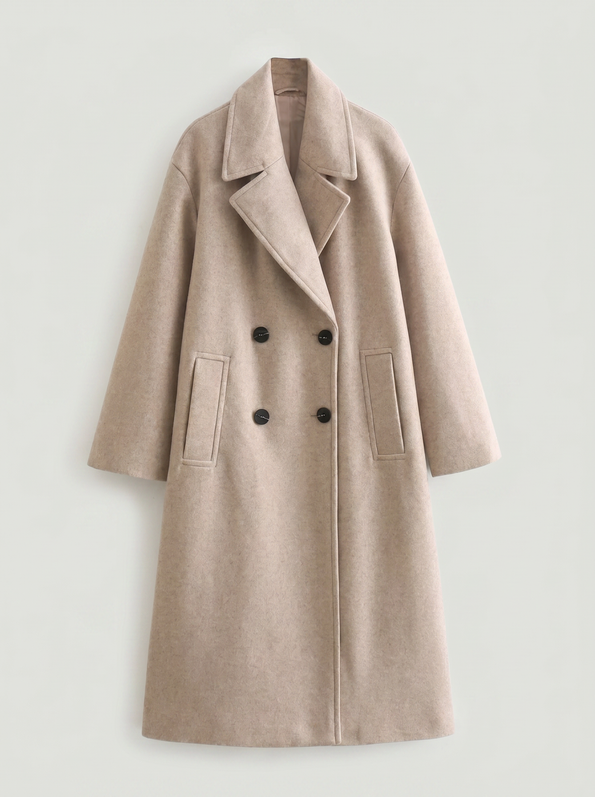 Eireen | Oversize'owy Dwurzędowy Płaszcz Wełniany