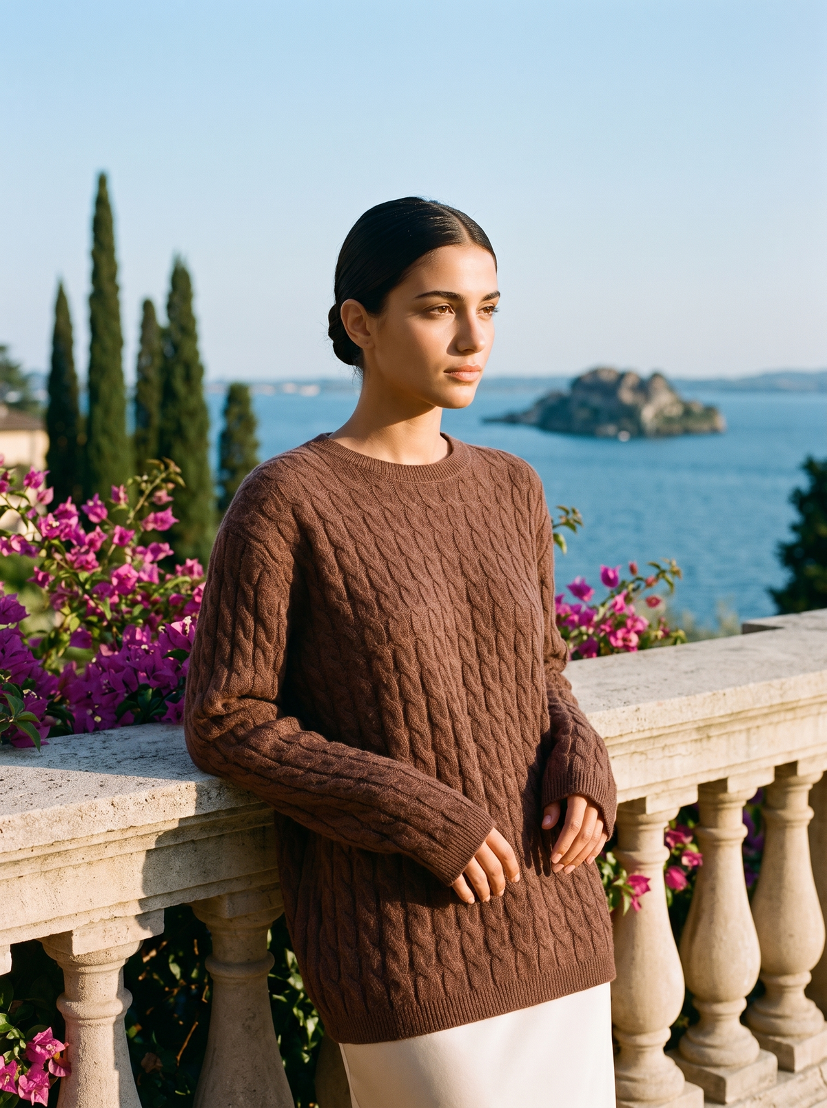 Ariana | Wełniany Oversize'owy Sweter o Splocie Warkoczowym